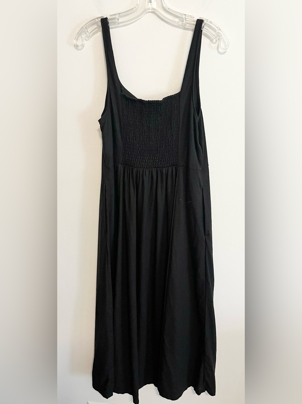 Old Navy Linen Blend Black Midi Length Sundress with Smocked Back Size Large - Picture 7 of 8